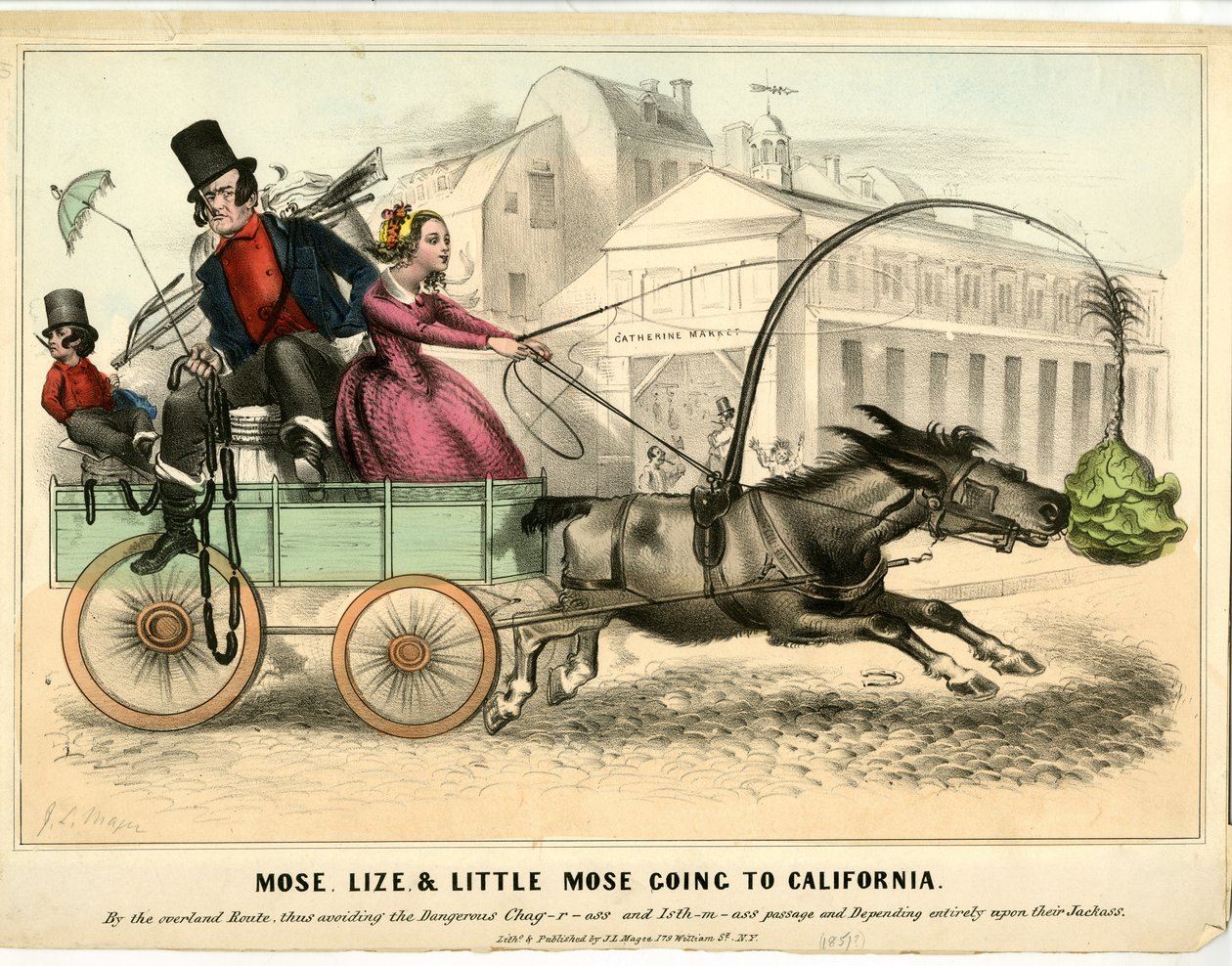 Mose, Lize ja Little Mose lähdössä Kaliforniaan, 1849 tekijältä John L. Magee