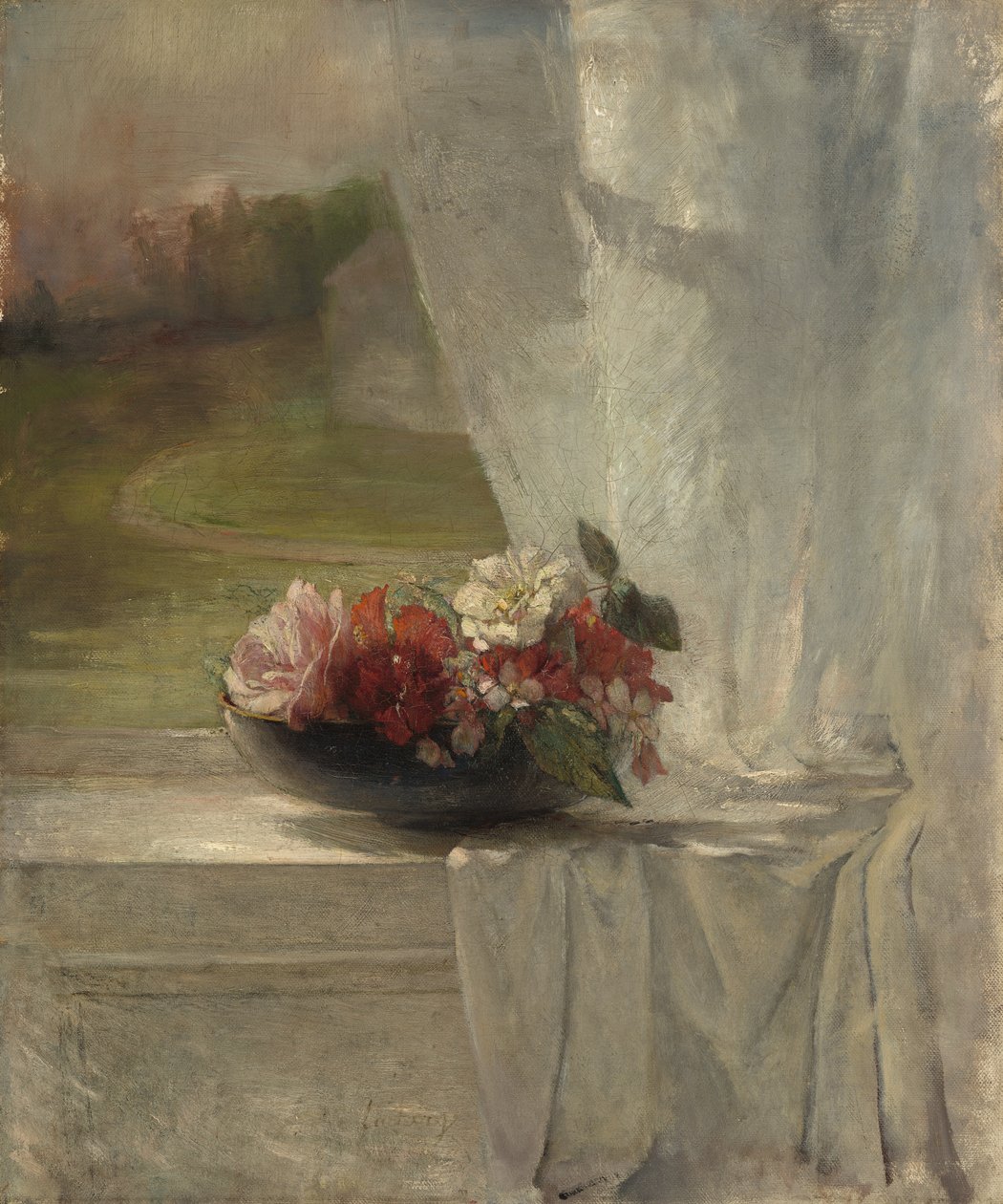 Kukkia ikkunalaudalla, noin 1861 tekijältä John La Farge or Lafarge
