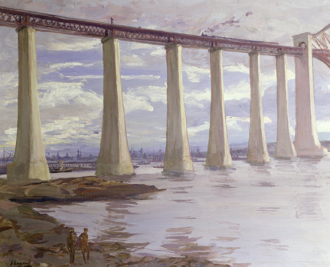 Laiturit, Forth Bridge ja Grand Fleet in the Distance, 1917 tekijältä John Lavery