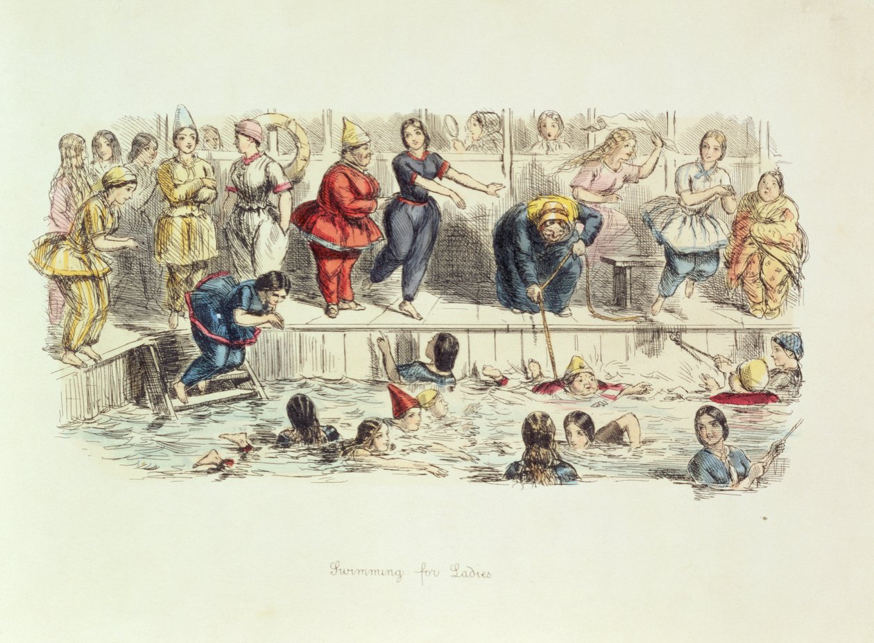 Naisten uinti, 1844 tekijältä John Leech