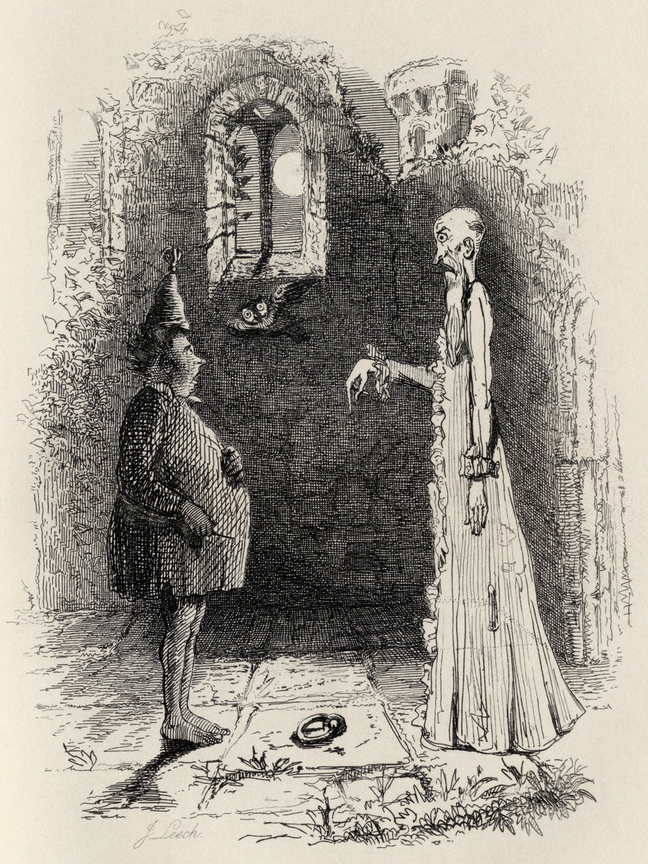The Ghost, Thomas Ingoldsbyn teoksesta The Ingoldsby Legends, julkaisija Richard Bentley und Son, 1887 tekijältä John Leech