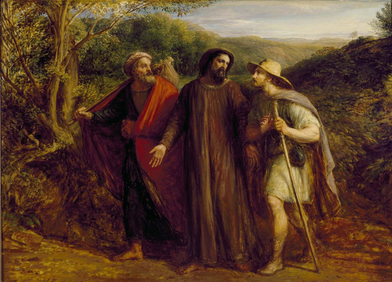 Kristuksen ilmestyminen kahdelle Emmauksen opetuslapselle, 1835 tekijältä John Linnell