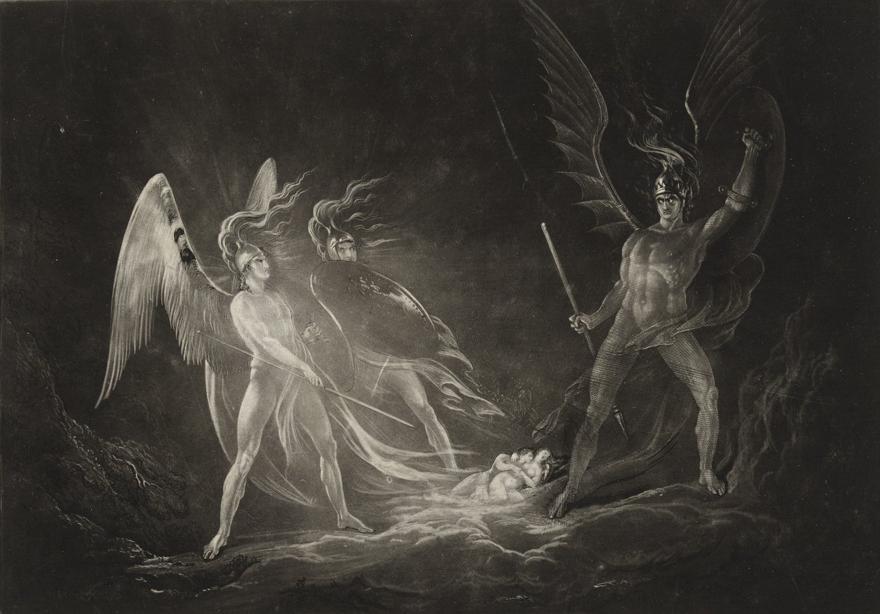 Eves Dream – Saatana herätti, n. 1827 (mezzotint) tekijältä John Martin