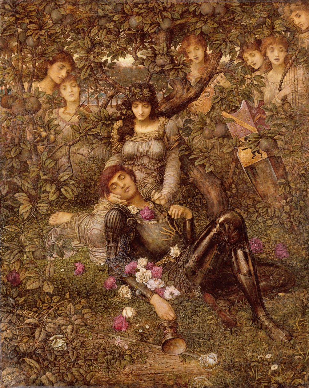 Acrasia, n. 1888 (öljy- ja kultamaali kankaalle) tekijältä John Melhuish Strudwick