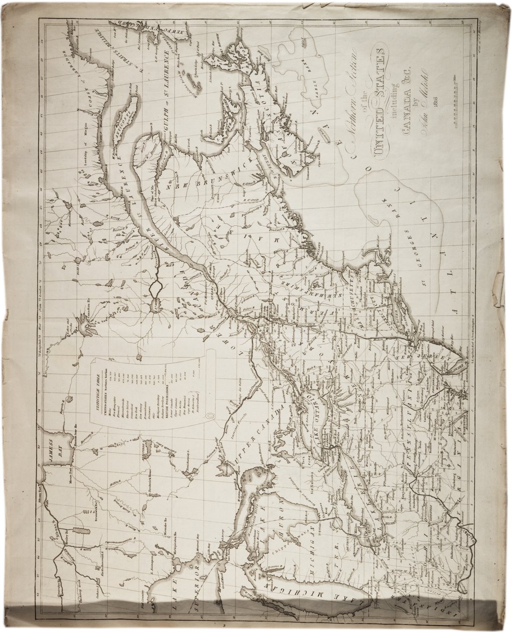 Yhdysvaltojen kartta, 1816 tekijältä John Melish