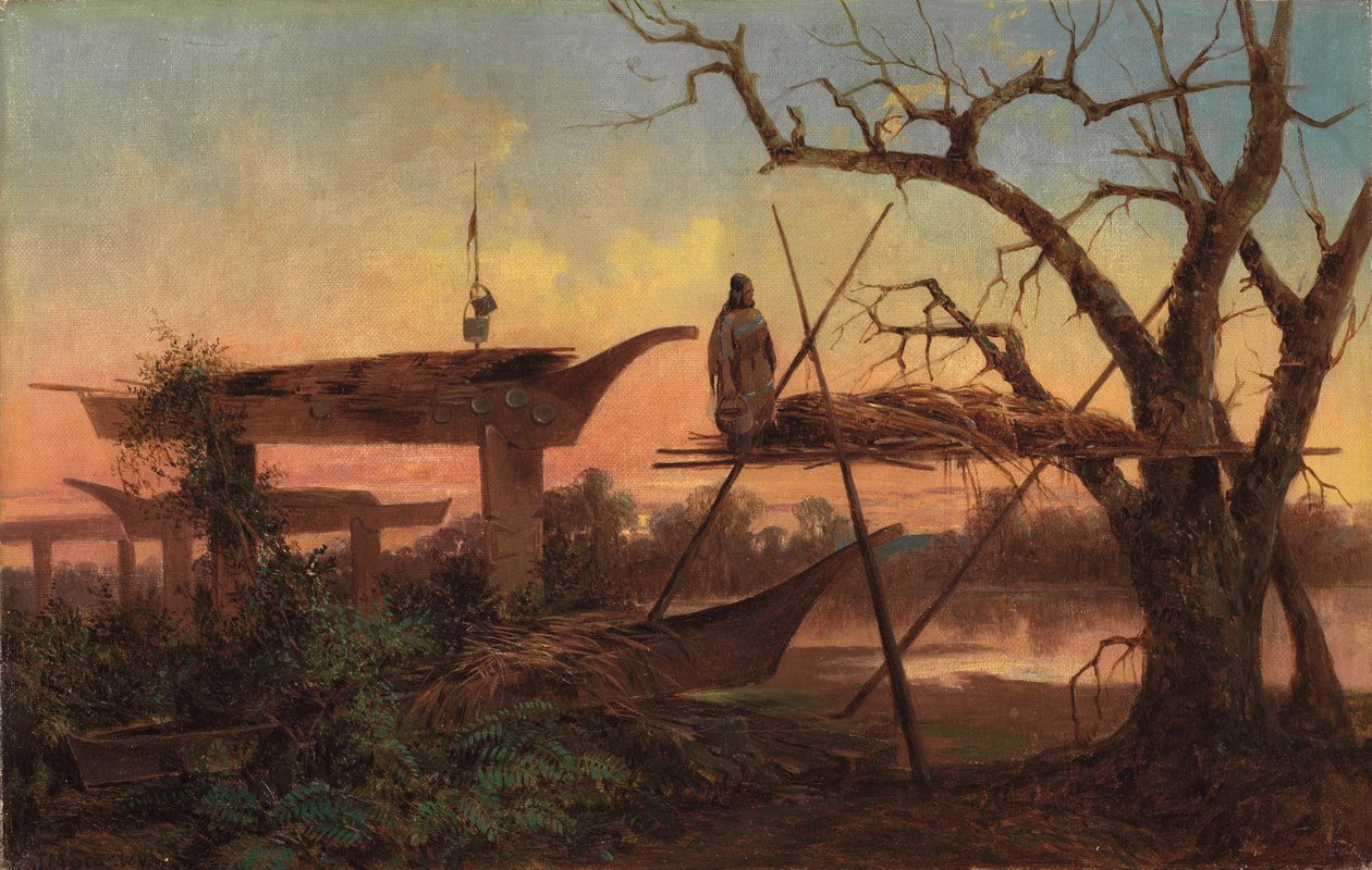 Chinookin hautausmaat, n. 1870 tekijältä John Mix Stanley
