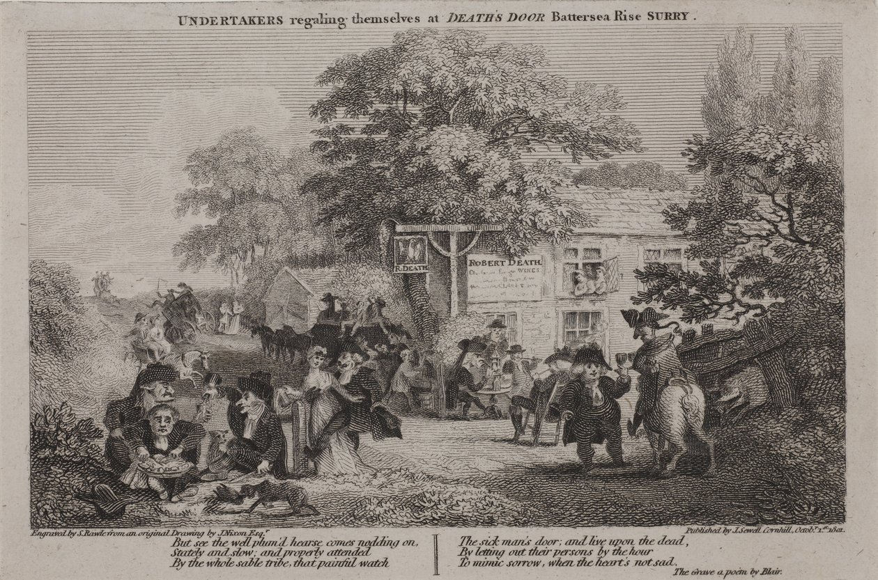 Hautausurakoitsijat iloitsevat Kuoleman ovella, 1801 tekijältä John Nixon