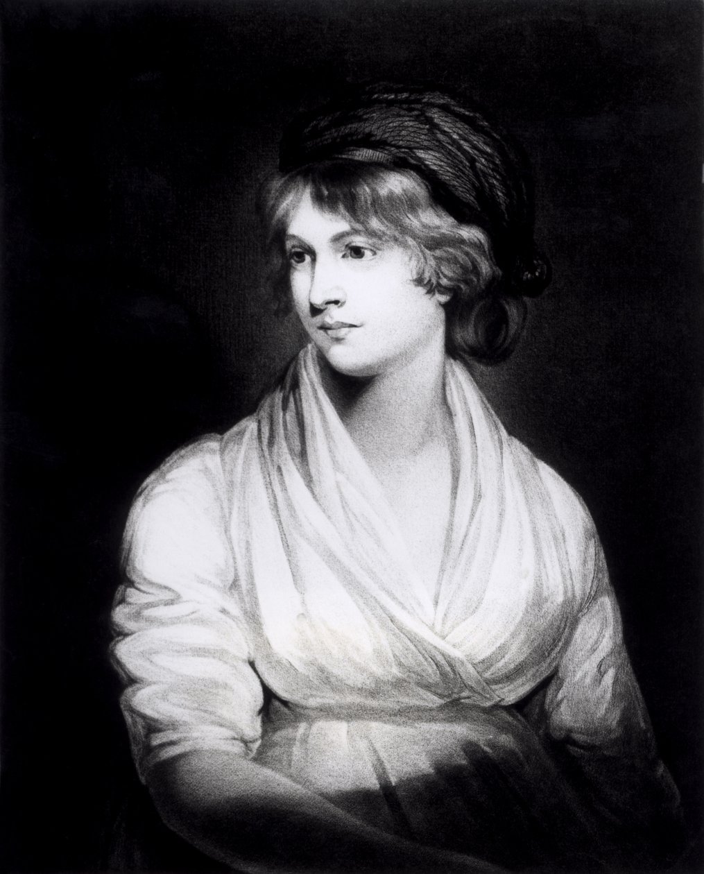 Muotokuva Mary Wollstonecraft Godwinista (1759–1797) W.T. Annisin kaivertaman naisen oikeuksien puolustamisen kirjoittaja, pub. 1802 tekijältä John Opie