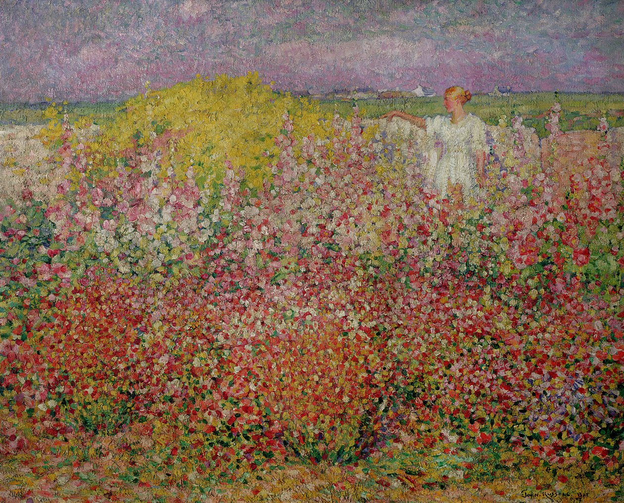 Rouva Russell Belle Islen kukkien keskuudessa, 1927 tekijältä John Russell