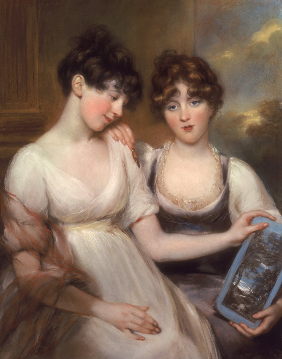 Anne ja Maria Russellin muotokuva, 1804 (värillisiä liituja ja pastellia) tekijältä John Russell