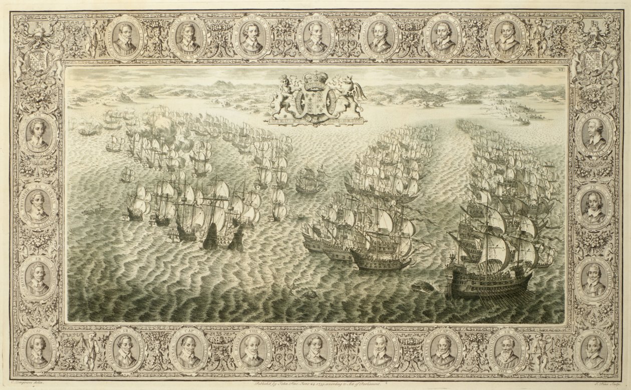 Armada (kaiverrus kuvakudoksesta), 1739. tekijältä John Pine