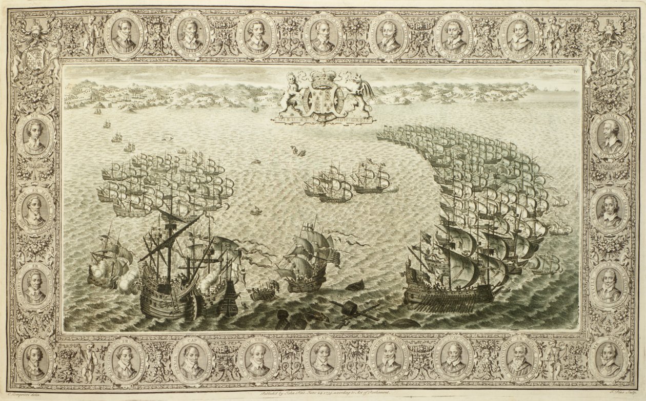 Armada (kaiverrus kuvakudoksesta), 1739 tekijältä John Pine