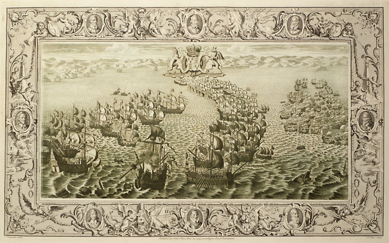 Armada (kaiverrus kuvakudoksesta), 1739 tekijältä John Pine