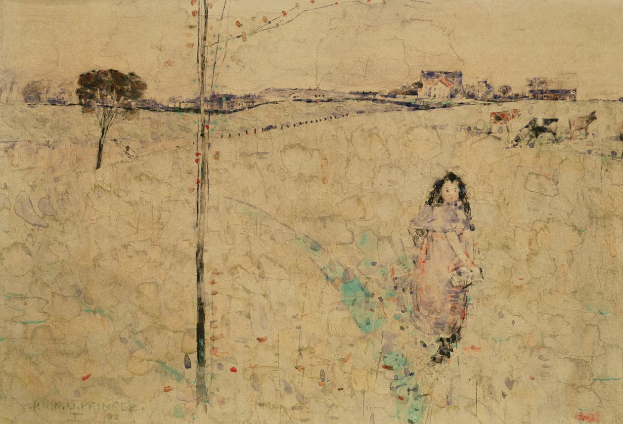 Tyttö niityllä, 1892 tekijältä John Quinton Pringle
