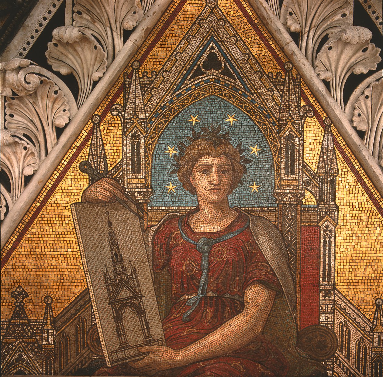 Yksityiskohta Albert Memorialin arkkitehtuurista, toteuttaja Antonio Salviati (1816-90), 1868 (mosaiikki) tekijältä John Richard Clayton