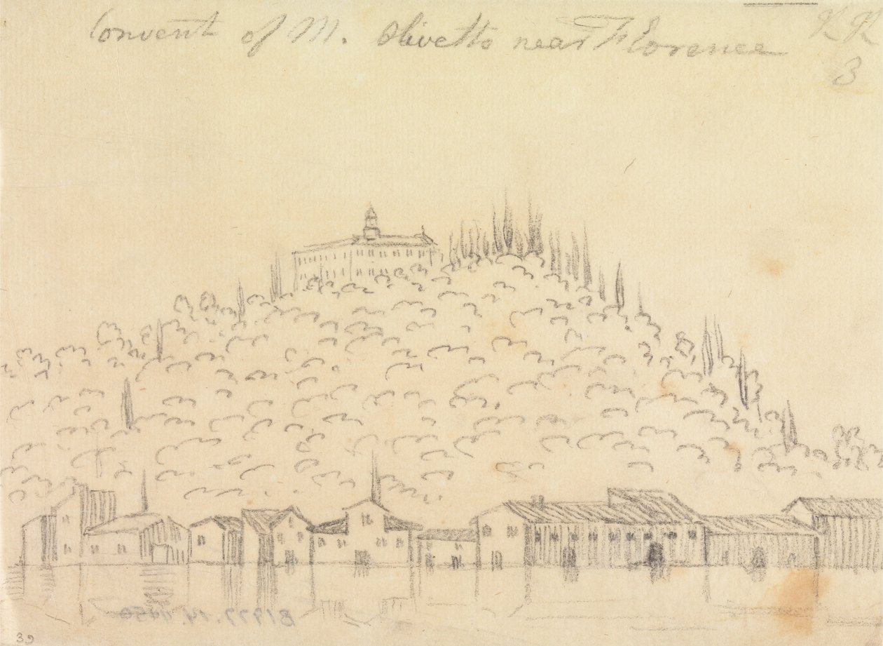 Monte Olivetton luostari Firenzen lähellä tekijältä John Robert Cozens