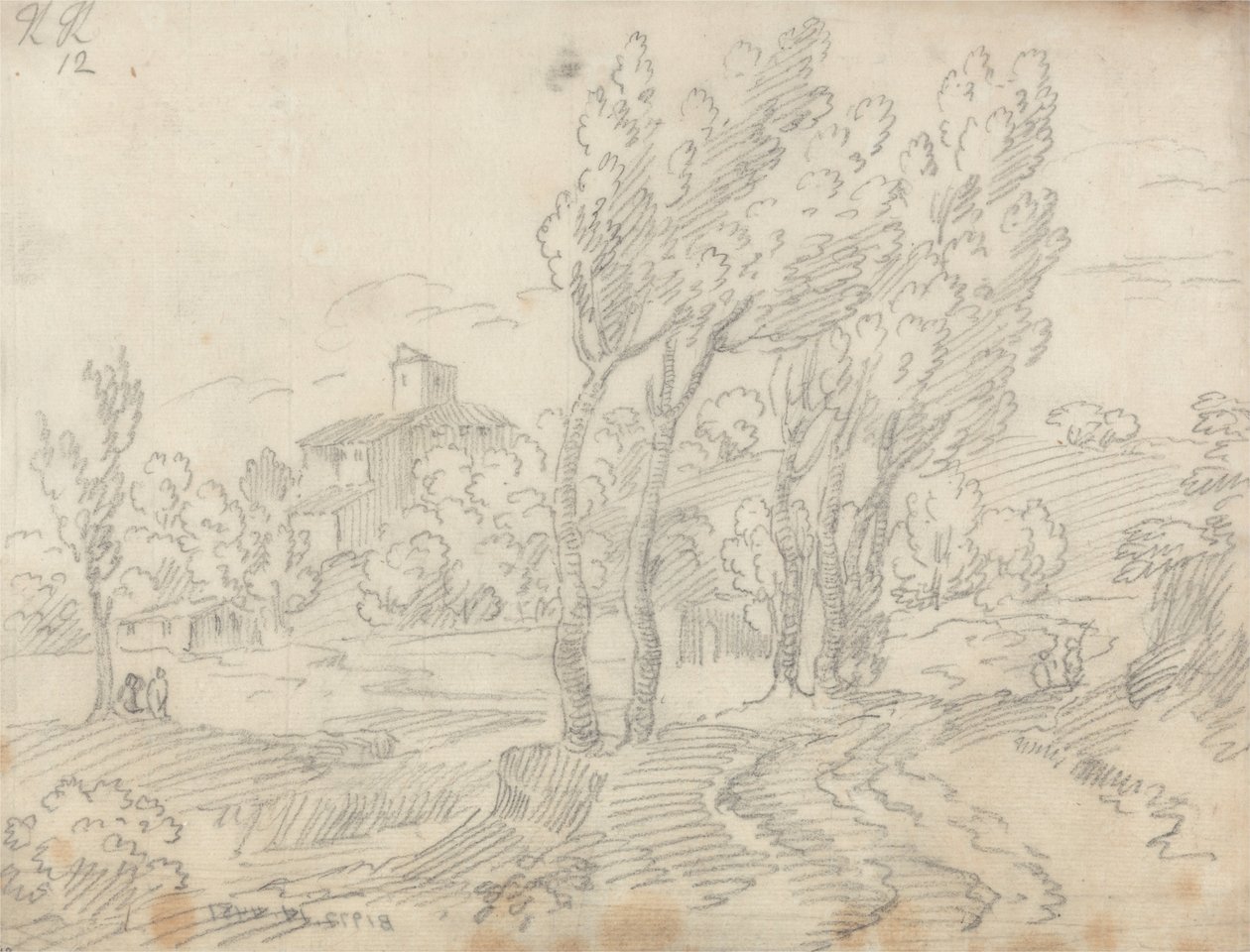 Monte Olivetton luostari Firenzen lähellä tekijältä John Robert Cozens