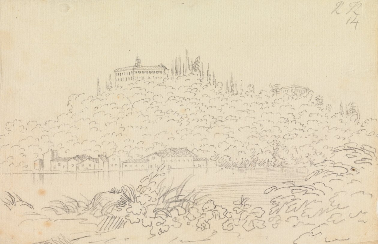 Monte Olivetton luostari Firenzen lähellä tekijältä John Robert Cozens