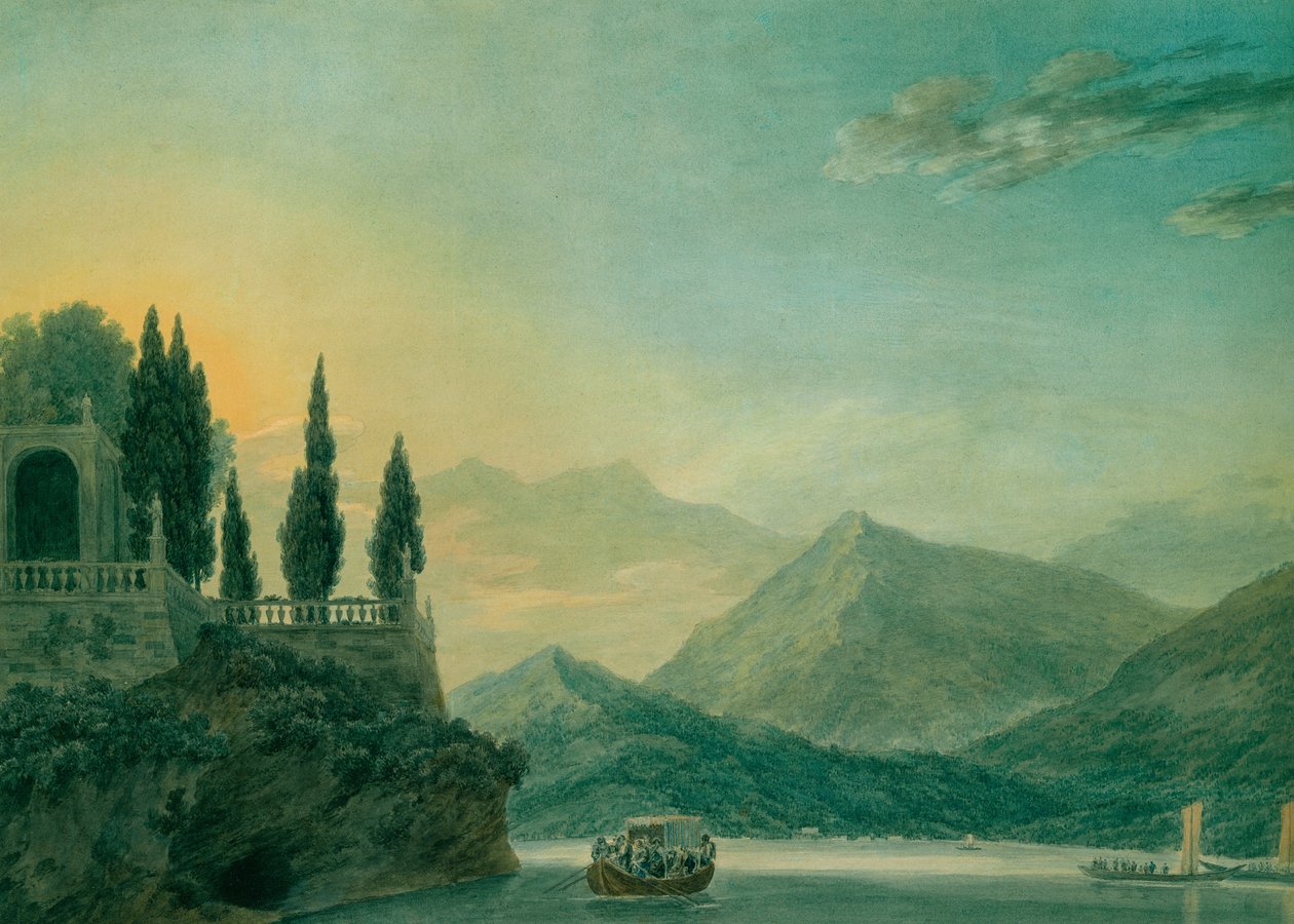 Isola Bella, Lake Maggiore, hämärässä tekijältä John Robert Cozens