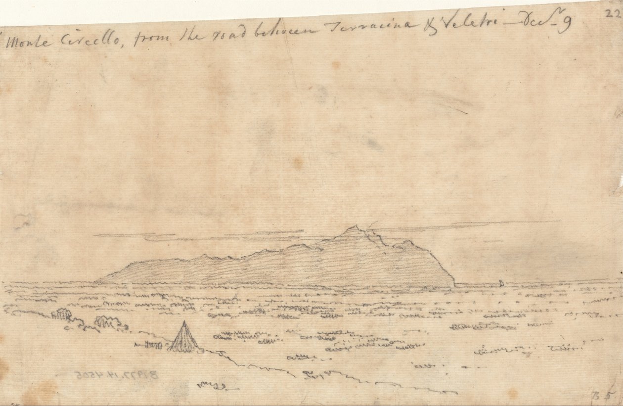 Monte Circeo Terracinan ja Velletrin väliseltä tieltä tekijältä John Robert Cozens