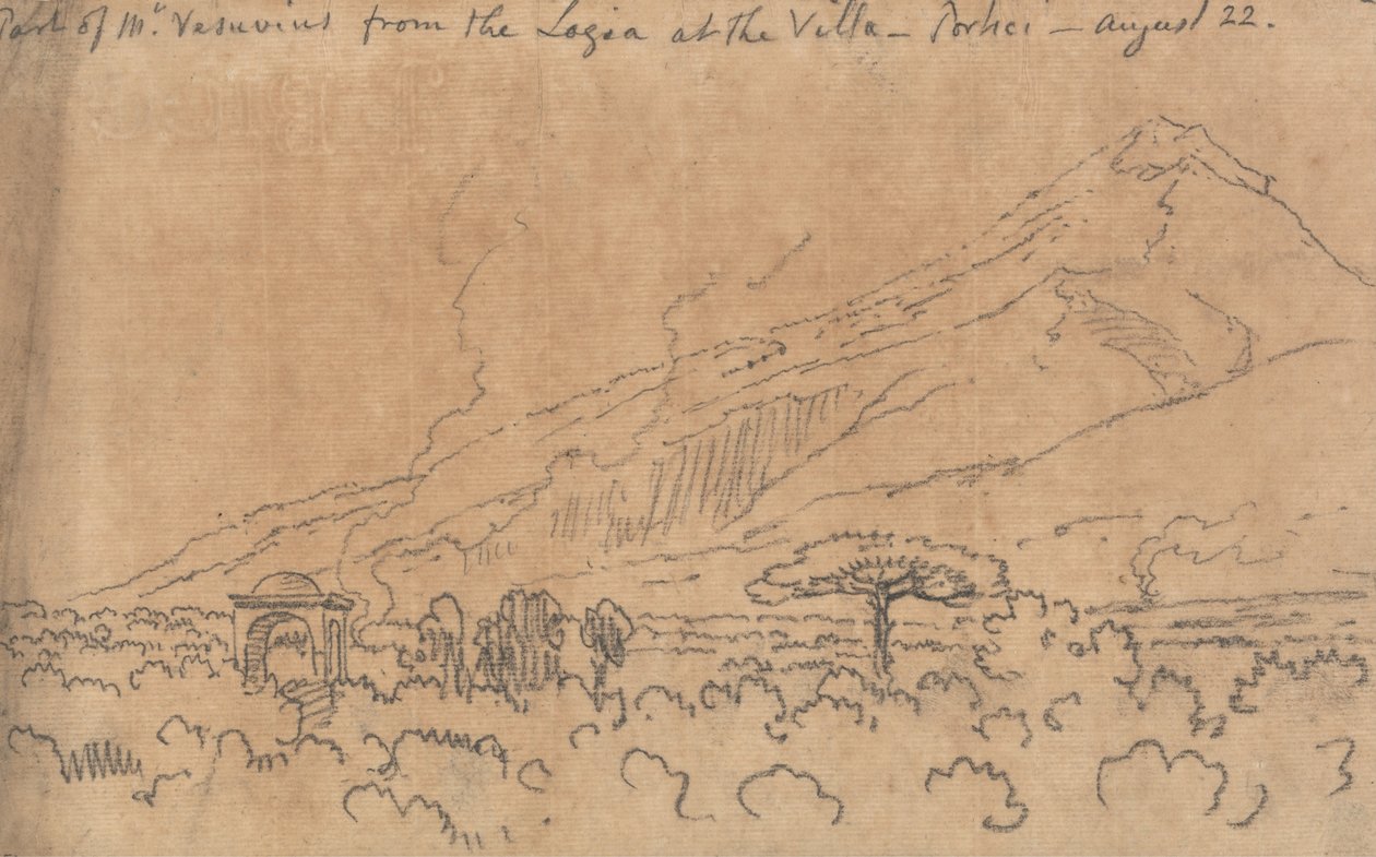 Osa Vesuvius -vuorta Loggiasta Huvilassa, Portici, 22. elokuuta tekijältä John Robert Cozens
