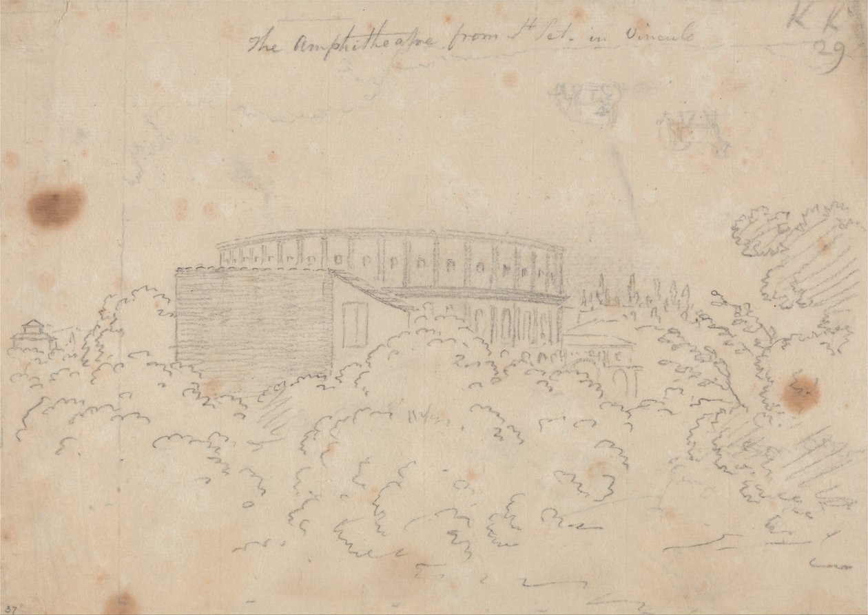 Amfiteatteri S. Pietro in Vinculosta katsottuna tekijältä John Robert Cozens