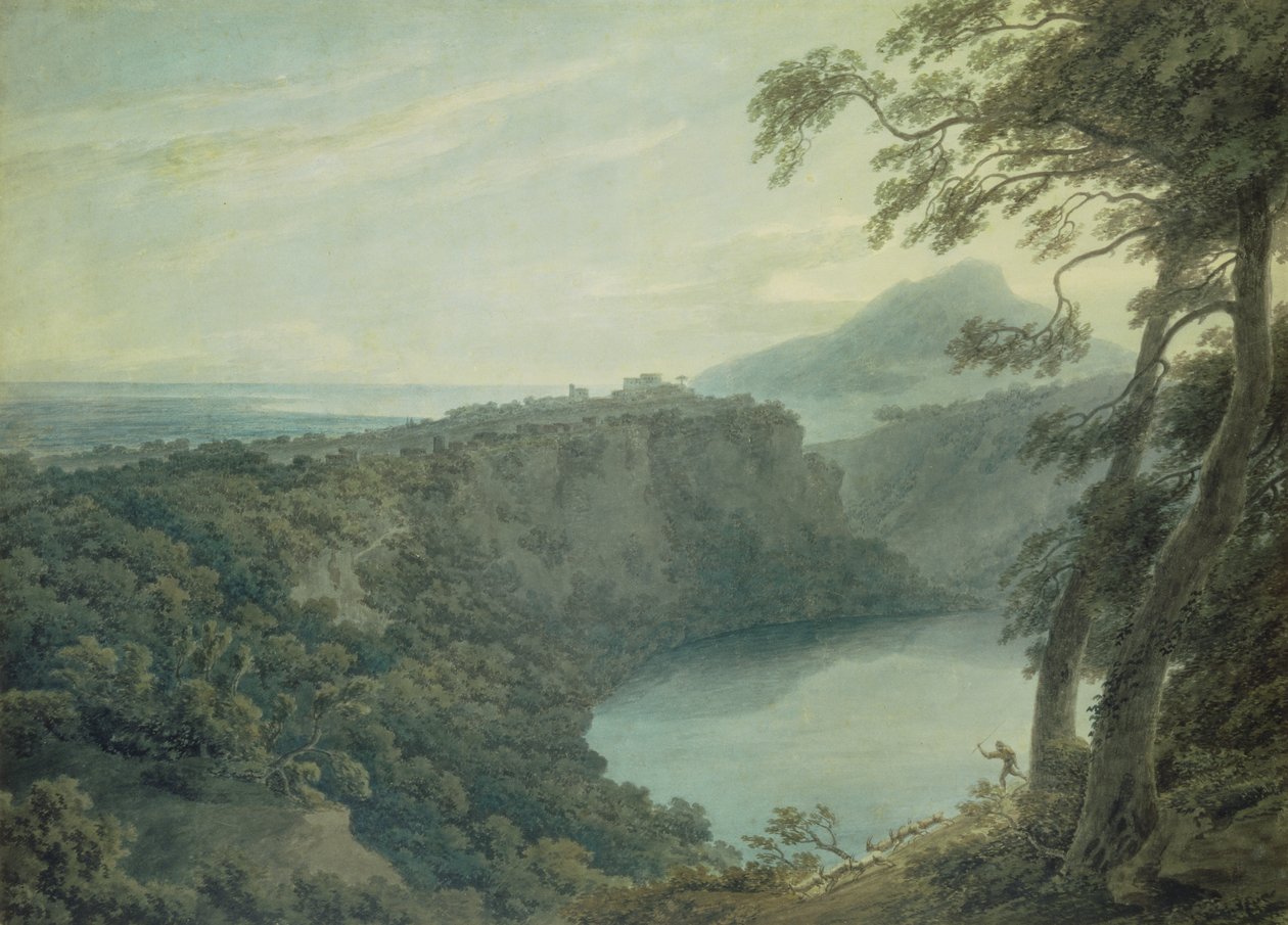 Nemijärvi ja Genzanon kaupunki, 1700-luku tekijältä John Robert Cozens