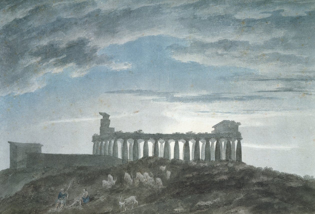 Pieni temppeli Paestumissa tekijältä John Robert Cozens