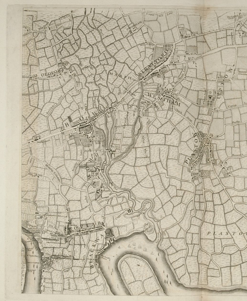 Stratford, Lontoo, 1746 tekijältä John Rocque