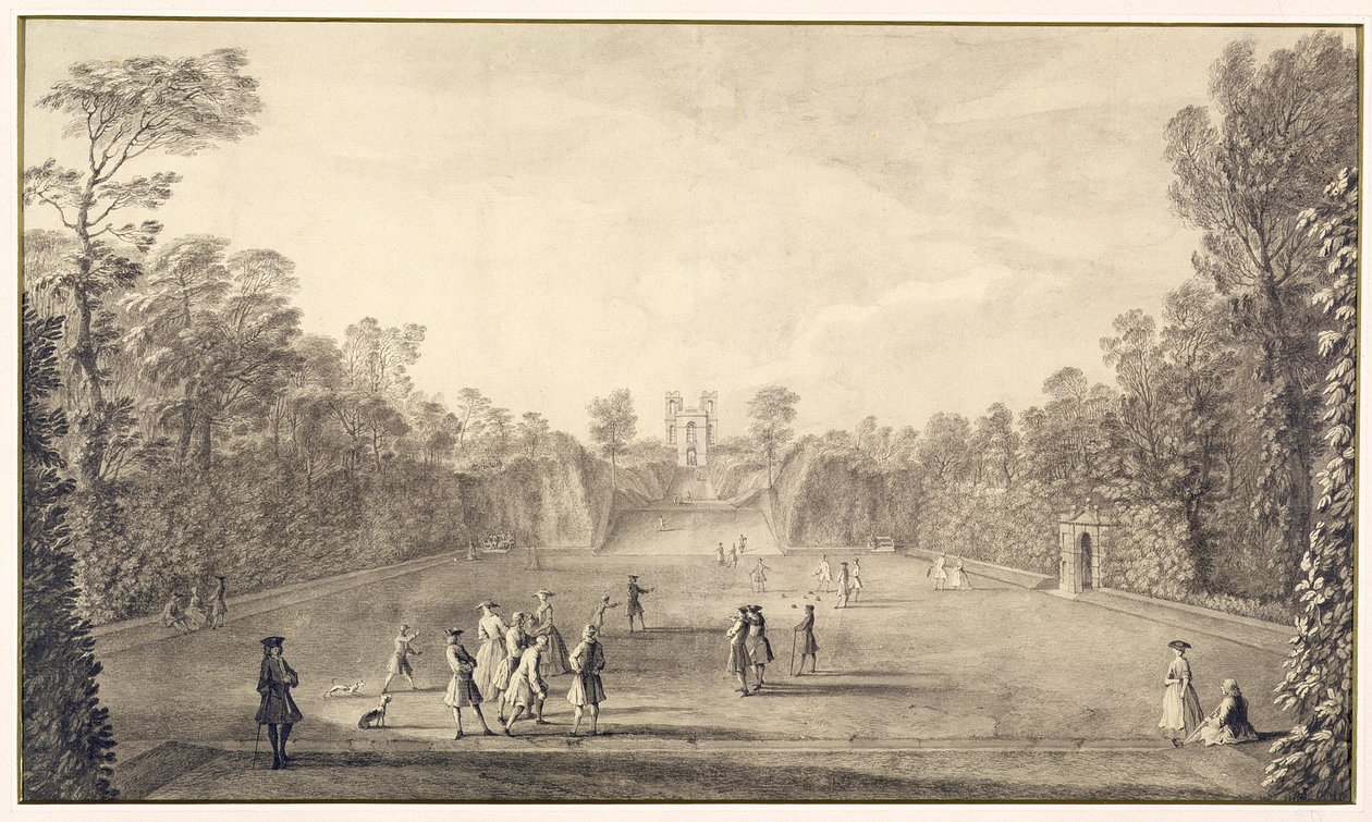 Bowling Green Claremontissa, 1738 tekijältä John Rocque