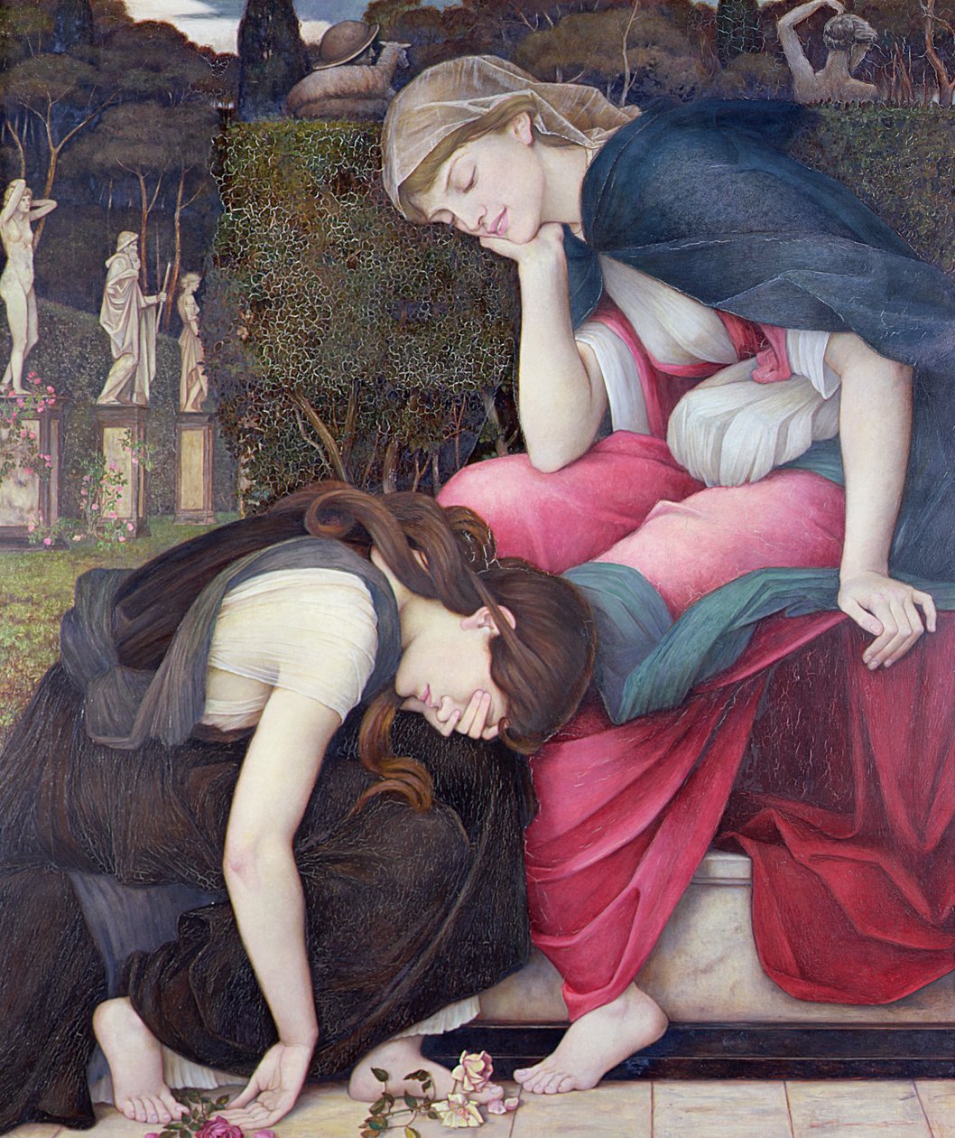 Kärsivällisyyttä muistomerkillä hymyilemässä surulle, os. 1884 tekijältä John Roddam Spencer Stanhope