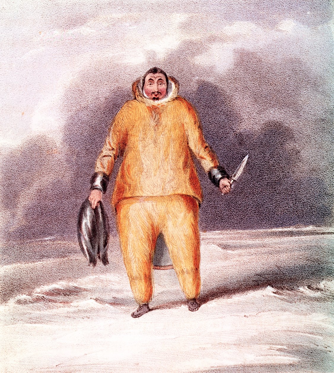 Kunana, eskimo, kaiverrus John Brandard (1812-63), painatus Graf ja Sorel tekijältä John Ross