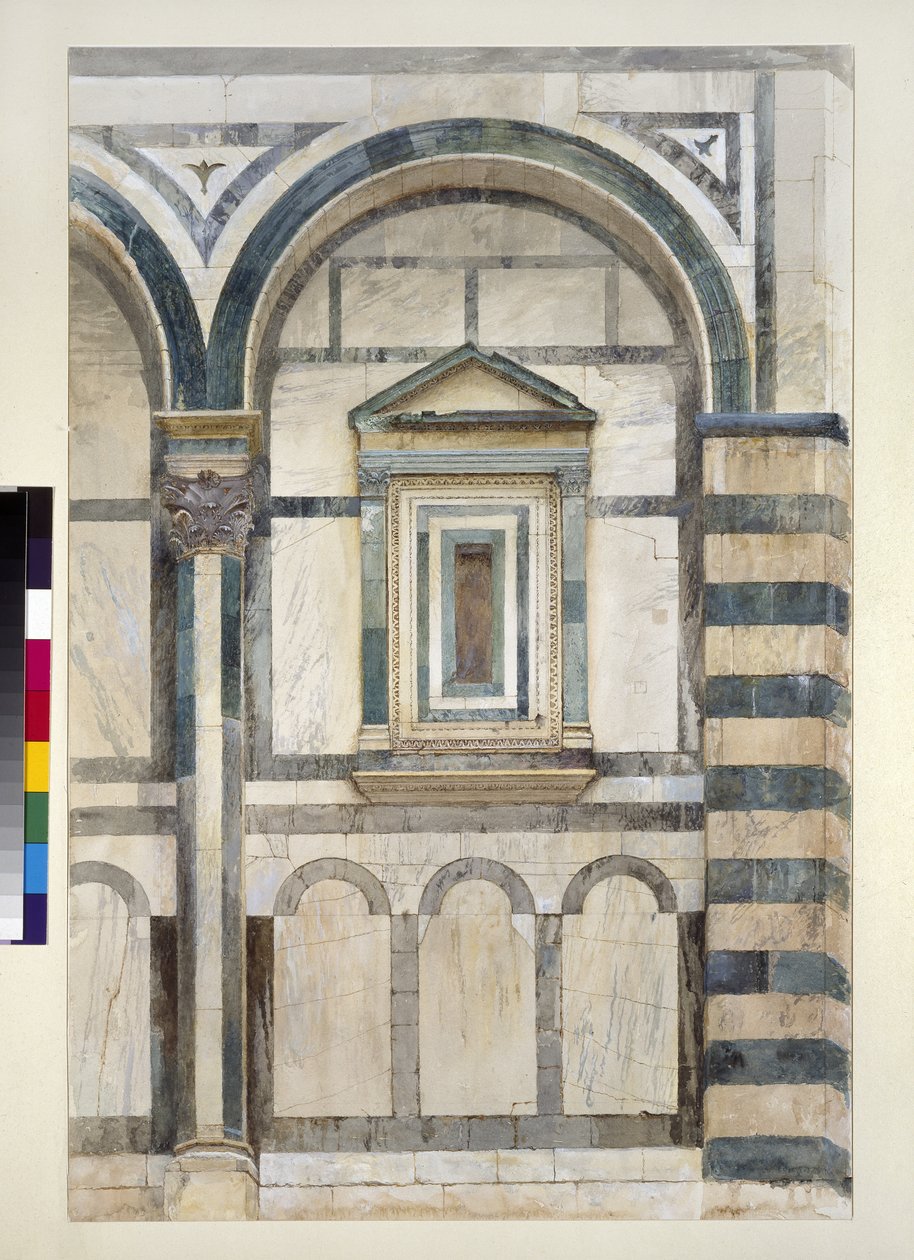 Baptisterio, Firenze: Kesäkuun 1.-14. päivä 1872 (akvarelli ja vartaloväri grafiitin päälle, vellapaperille). tekijältä John Ruskin