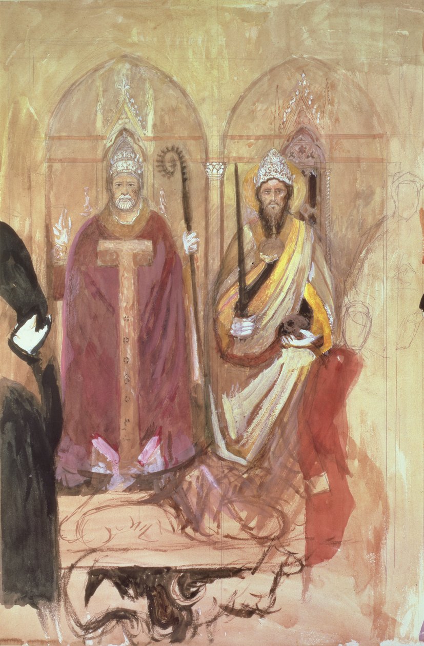 Paavi ja keisari, fresko Espanjalaisessa kappelissa, Santa Maria Novella, Firenze, 1800-luku. tekijältä John Ruskin