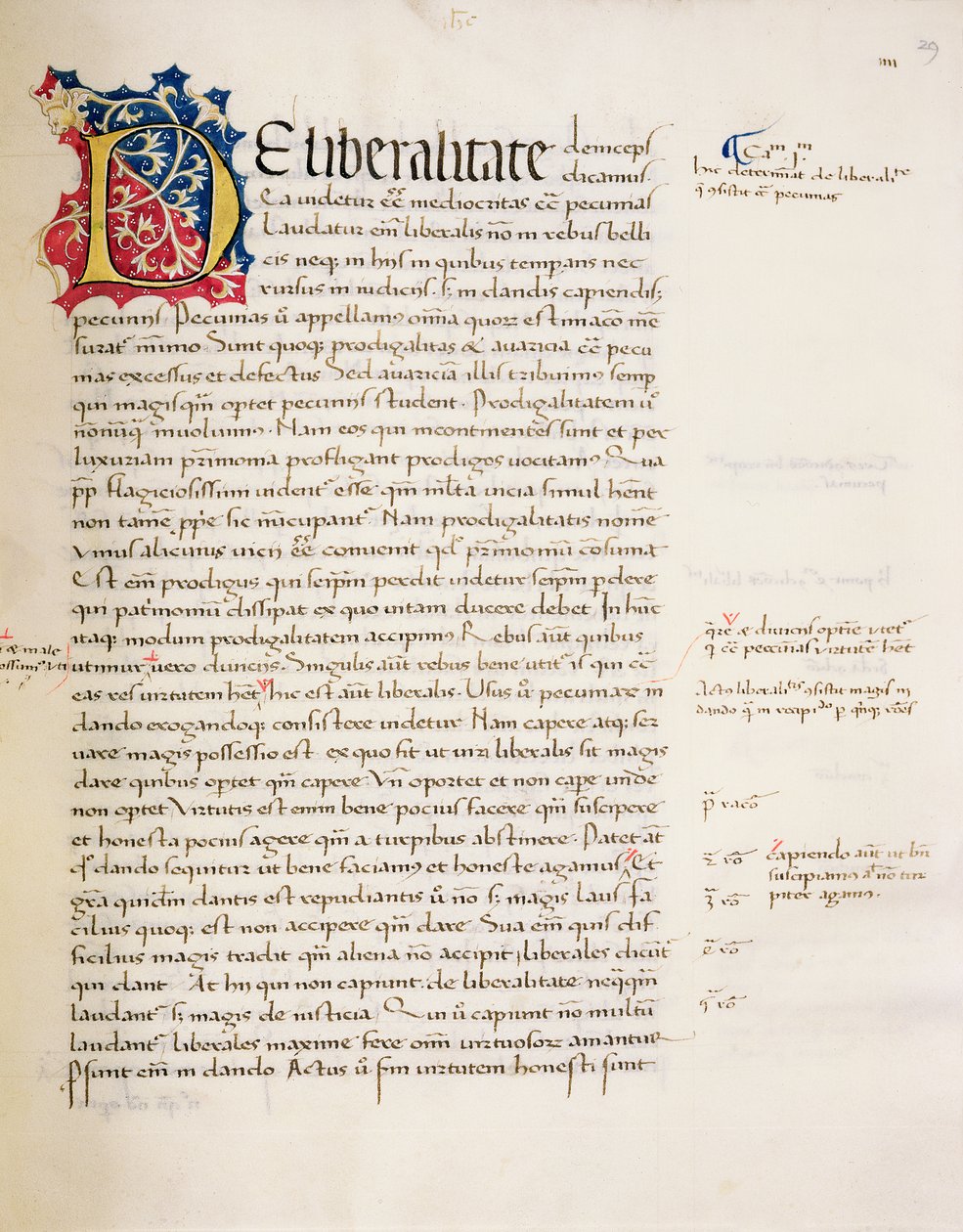 Ms.228, f.29r: Sivu Aristoteleen teoksesta "Nicomachean Ethics and Politics", 1452 tekijältä John Russell