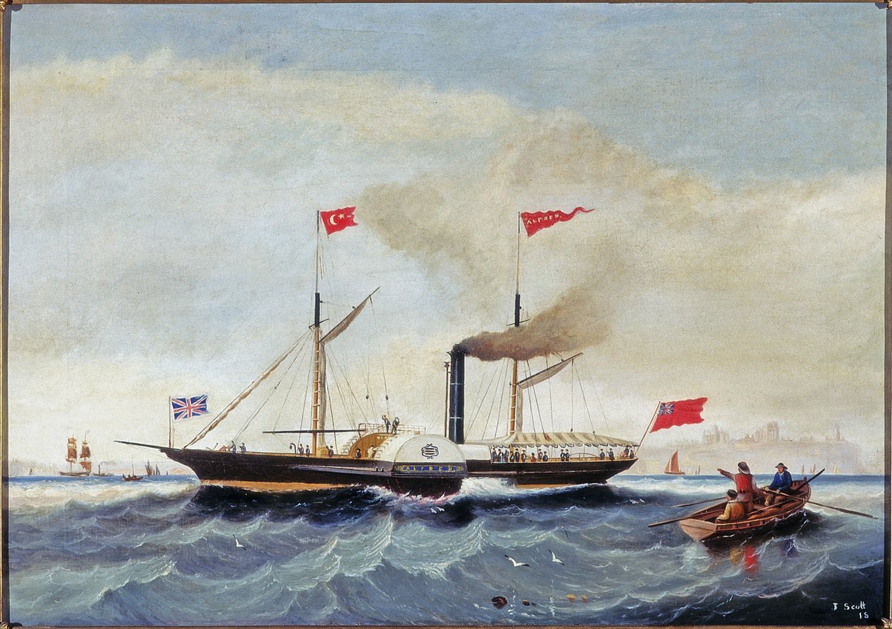 Steam Tug "Alfred" Tynemouthin edustalla, n. 1856 tekijältä John Scott