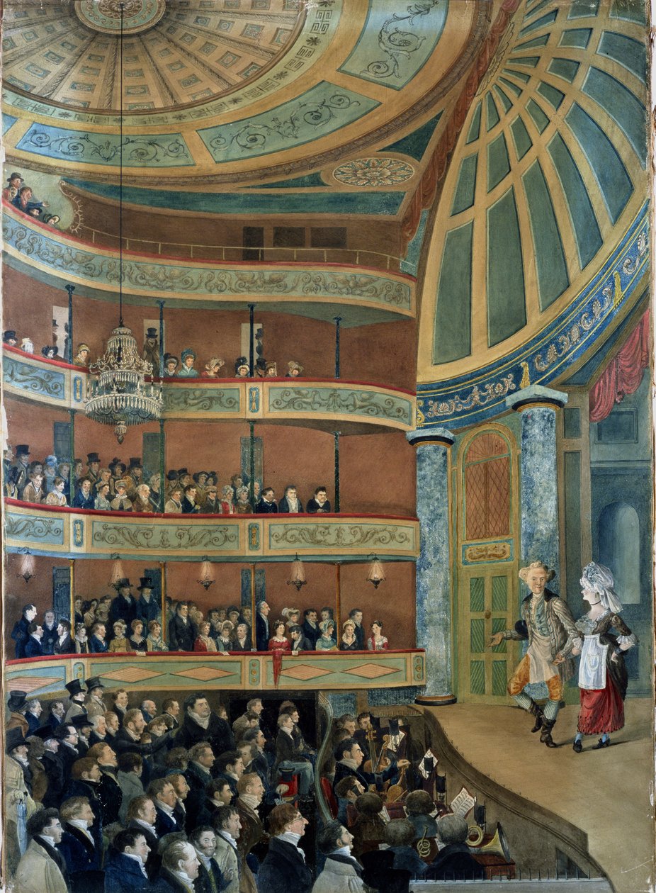The Park Theatren sisustus, New York City, 1822 tekijältä John Searle