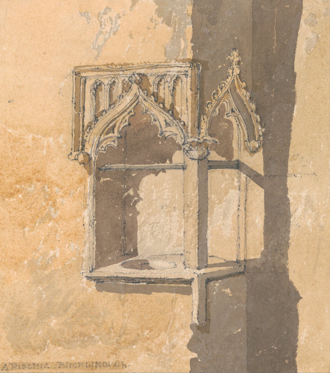 Piscina Blickling Churchissa, Norfolkissa tekijältä John Sell Cotman