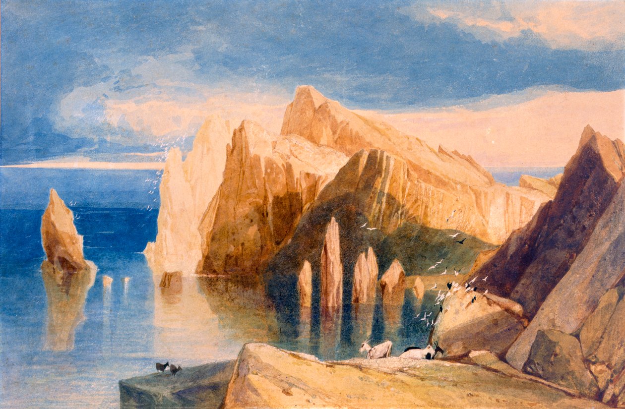 Kallioita Point Lorenzon koillispuolella Madeiralla tekijältä John Sell Cotman