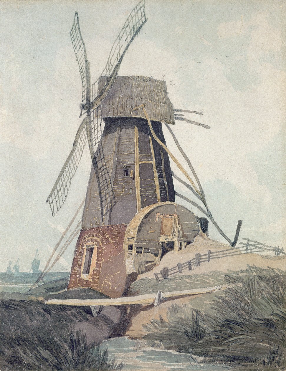 Tyhjennystehdas Lincolnshiressa, 1807-08 (wc ja musta lyijy paperilla) tekijältä John Sell Cotman