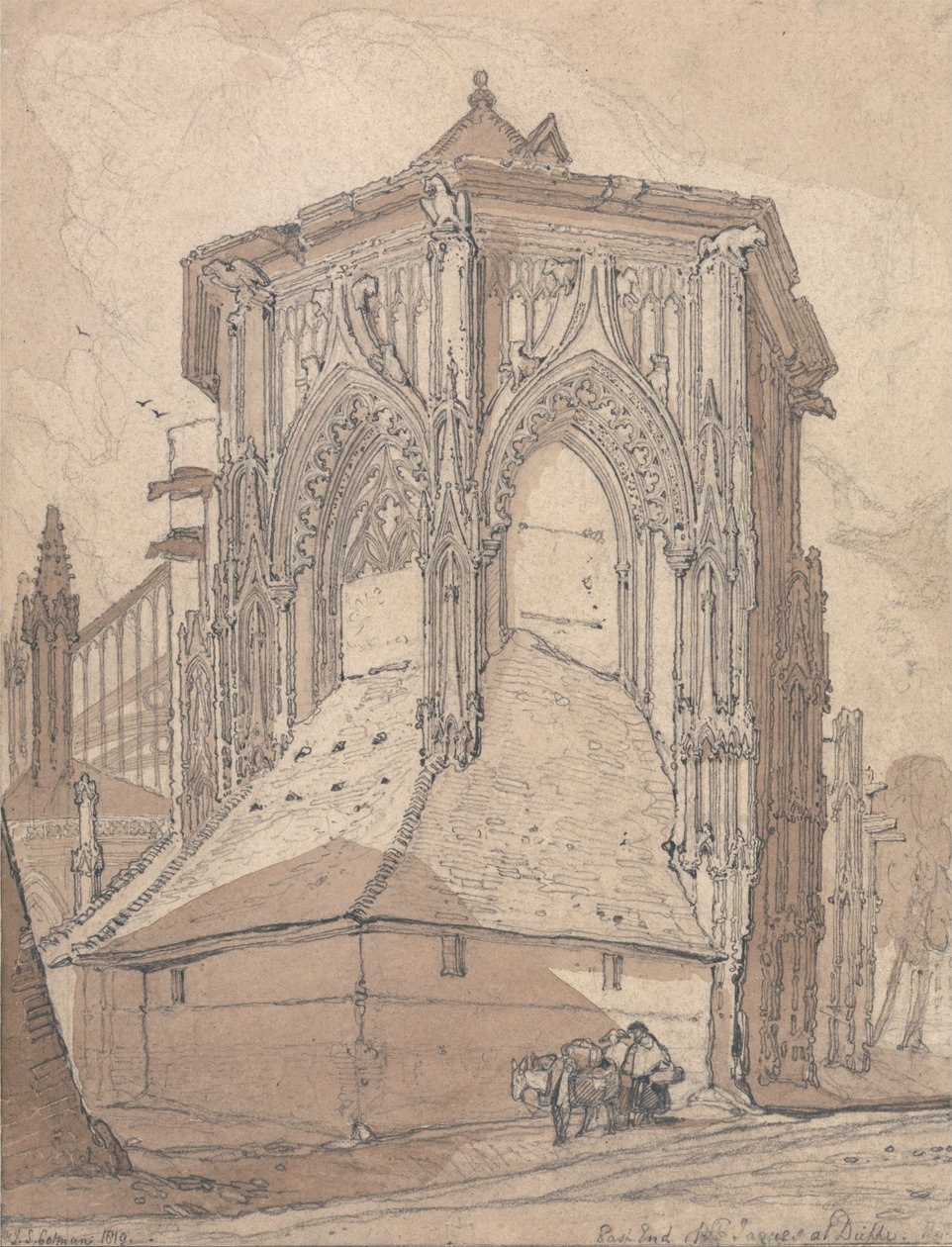 Saint Jacquesin itäpää Dieppessä, Normandiassa tekijältä John Sell Cotman