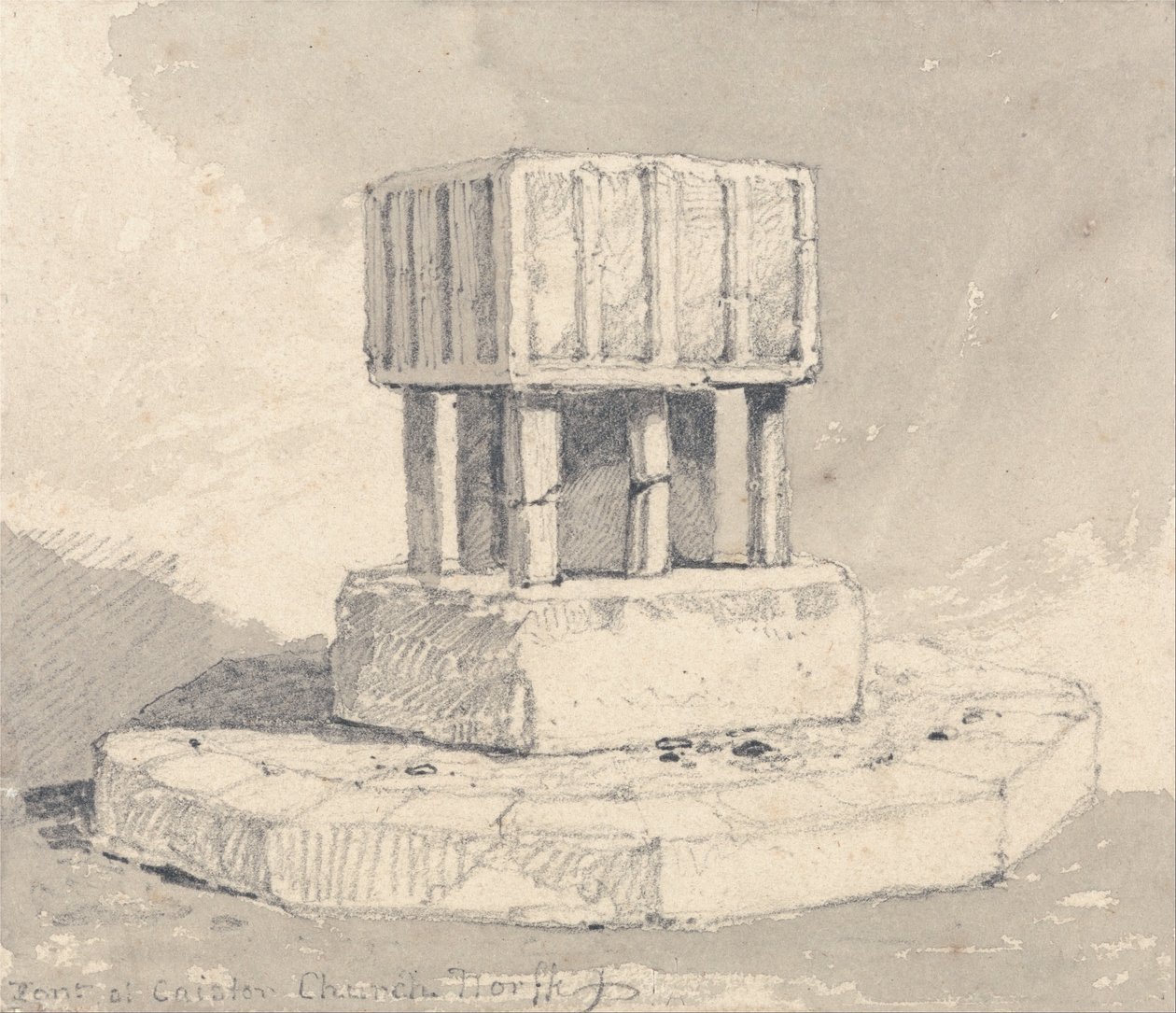Fontti Caister Church, Norfolk tekijältä John Sell Cotman