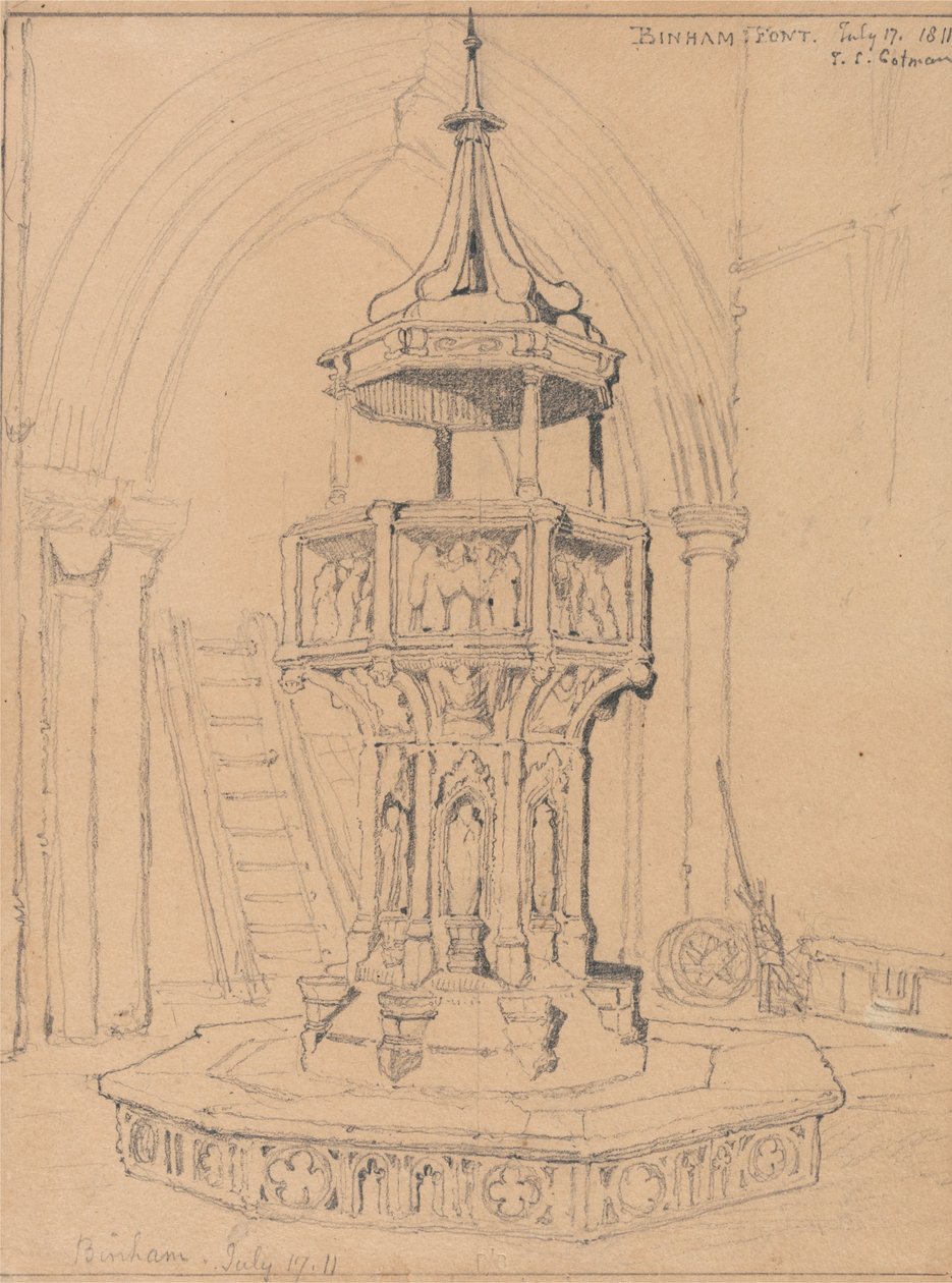 Fontti Binham Church, Norfolk tekijältä John Sell Cotman