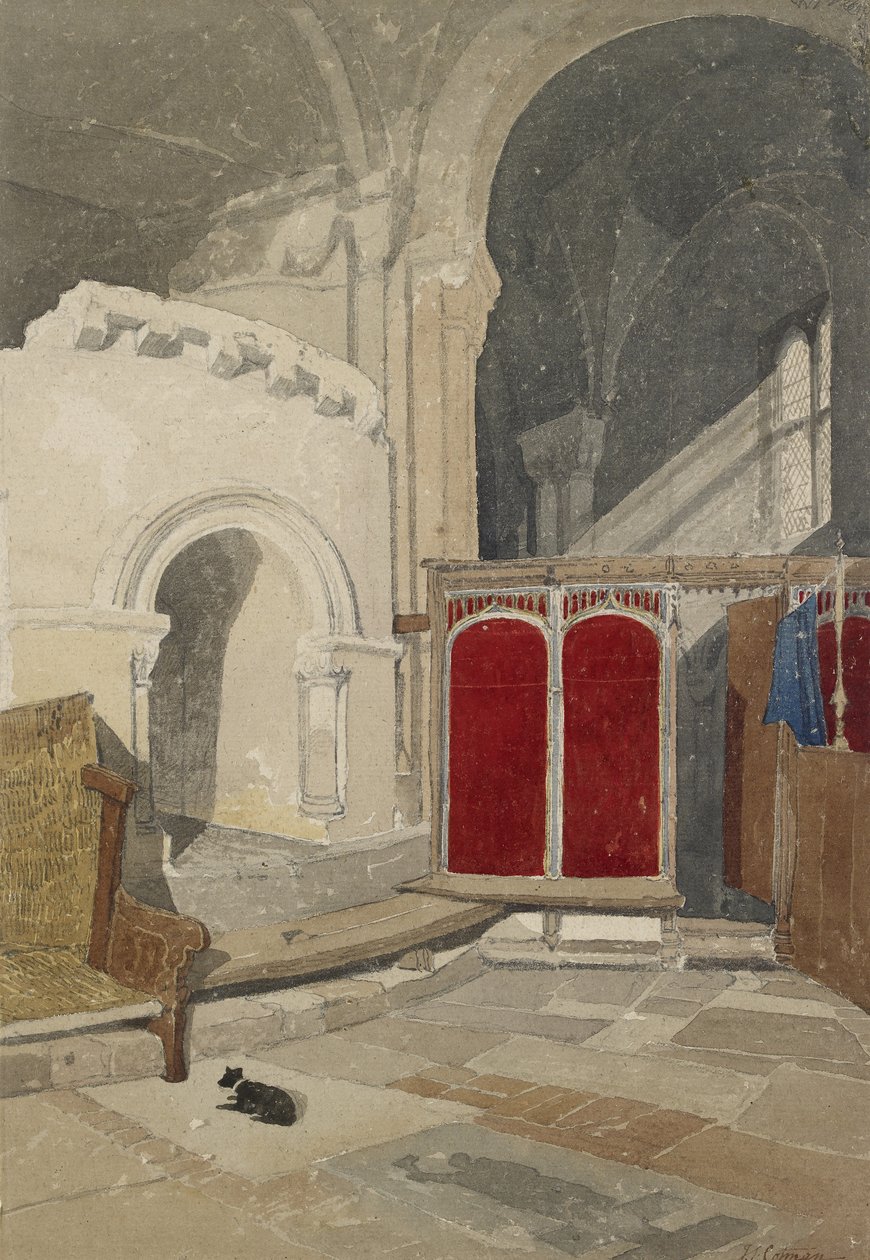 Norwichin katedraalin sisustus, 1800-luku tekijältä John Sell Cotman