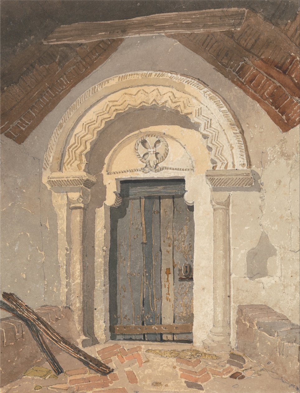 Norman Doorway, Tottenhill Church, Norfolk tekijältä John Sell Cotman