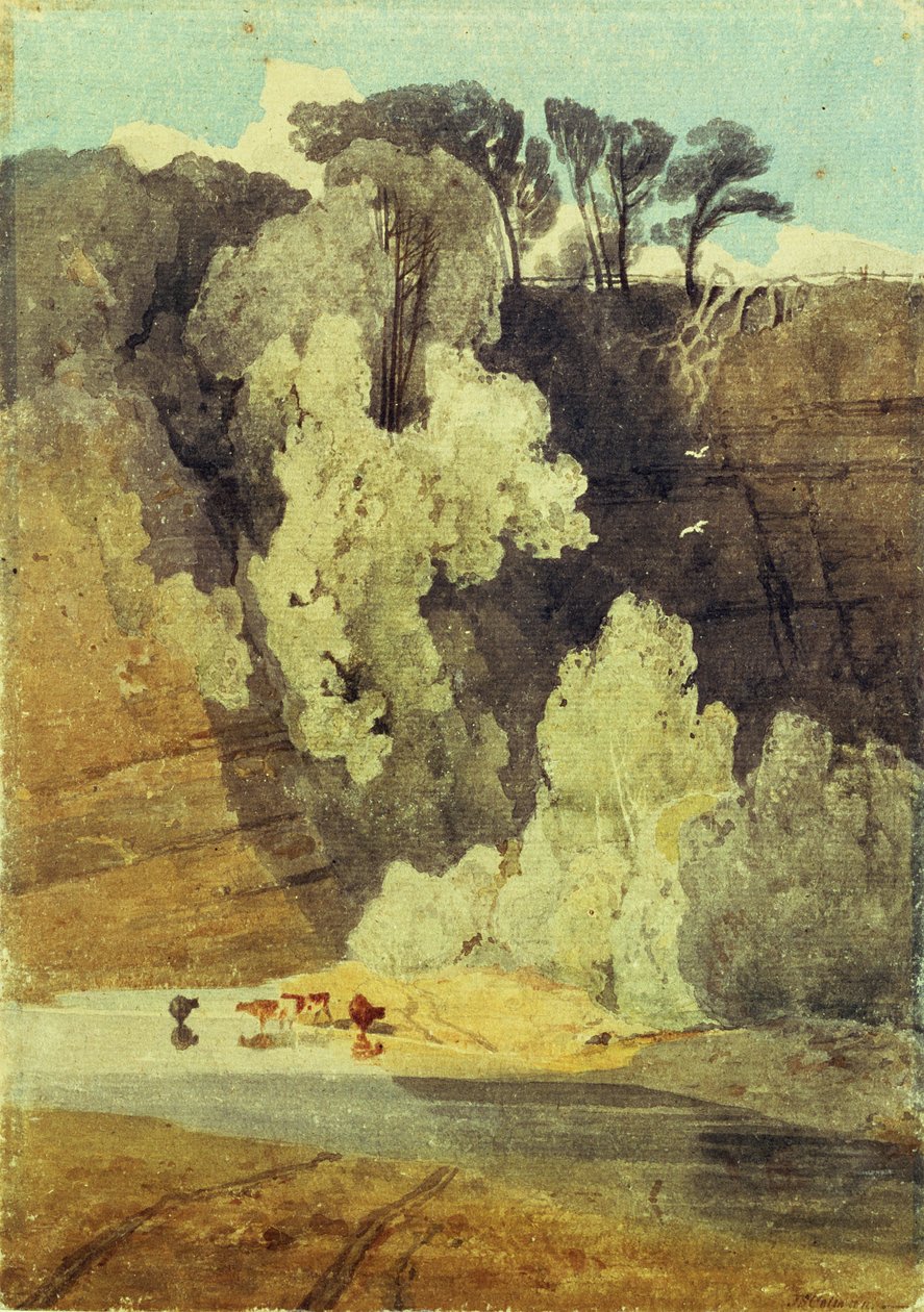 Greta-joella, Yorkshiressa (wc ja kynä paperille) tekijältä John Sell Cotman