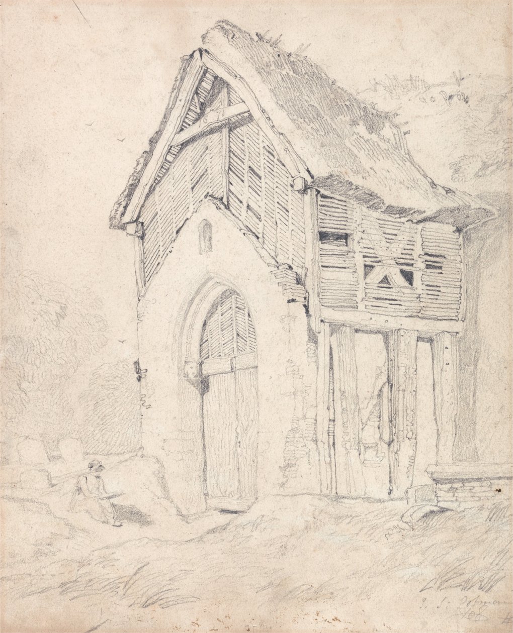 Thurgartonin kirkon kuisti ja kellotapuli, Norfolk tekijältä John Sell Cotman