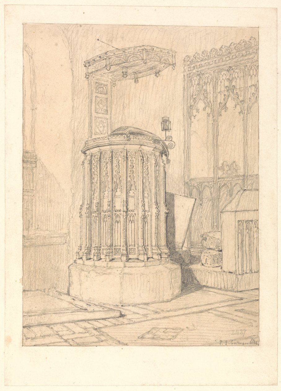 Saarnatuoli Etelä -Burlinghamin kirkossa, Norfolkissa tekijältä John Sell Cotman