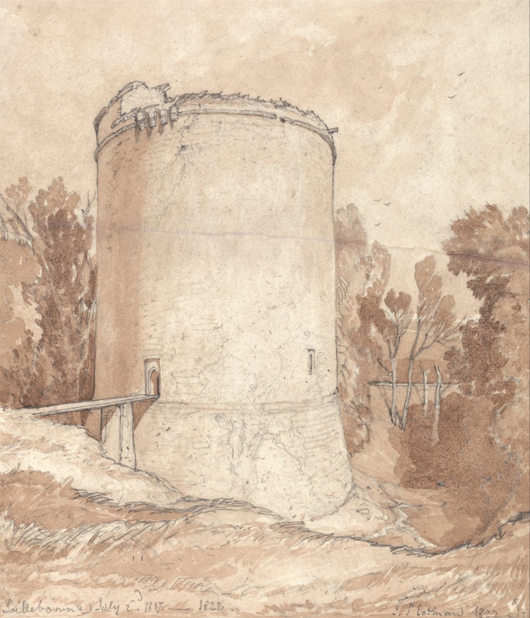 Pyöreä torni, Lillebonnen linna, Normandia tekijältä John Sell Cotman