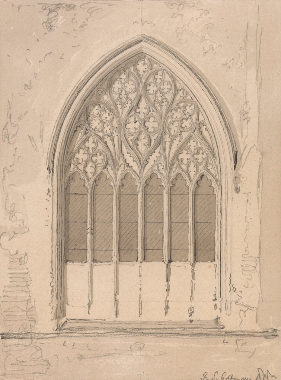 Snettishamin kirkon länsi -ikkuna, Norfolk tekijältä John Sell Cotman